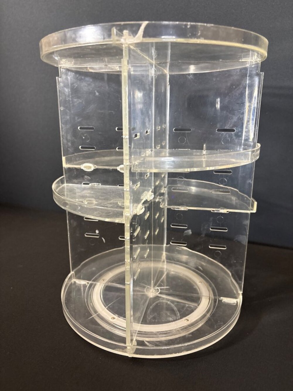 Clear Acrylic Makeup Organizer Storage Carousel With Adjustable Compartments - Picture 4 of 9